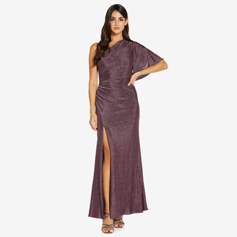 Adrianna Papell • One Shoulder Metallic Gown